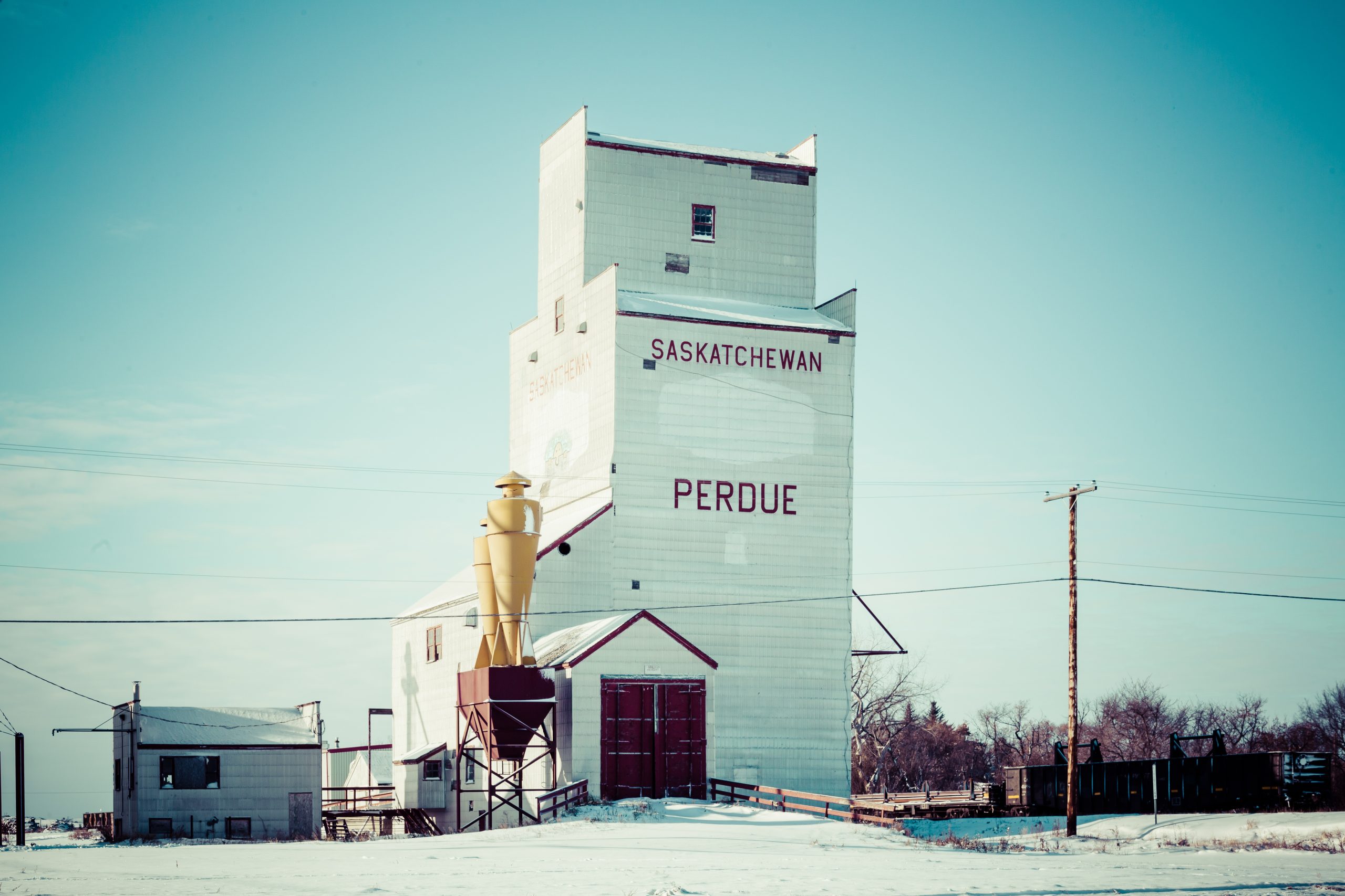 The grain elevator in Perdue, Saskatchewan, Canada on a cold but sunny winter day.
